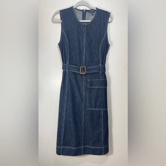 Polo Ralph Lauren Denim Fit and Flare Dress in Dark Indigo Women’s Size 12 - Picture 15 of 15
